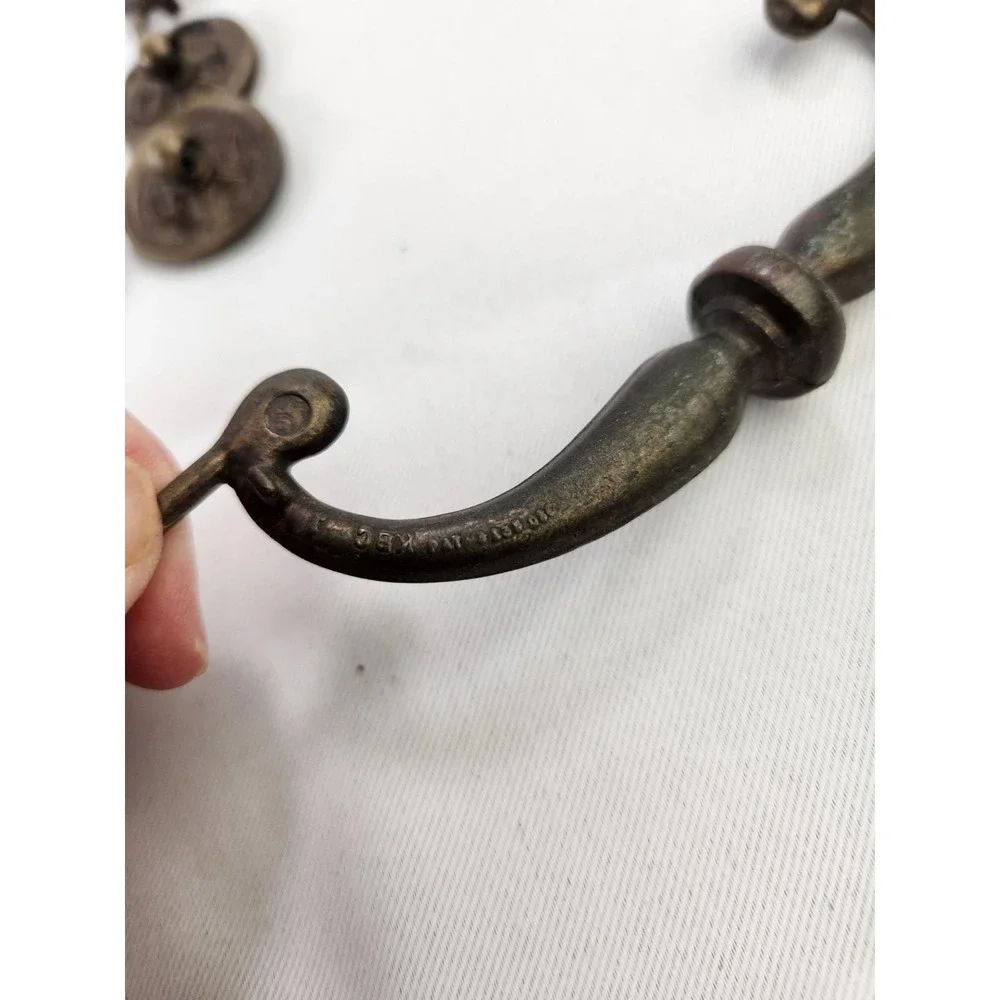 6 Vintage Keeler Brass Company KBC Drawer Pulls Handles 502 Drop Bail Drawer